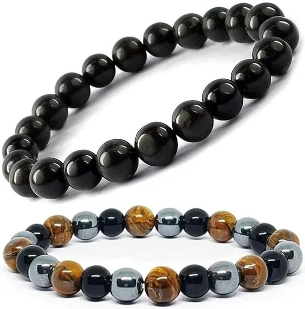 Multiagate_Crystal,_Tiger's_Eye,_Black_Obsidian_Bracelet_Set_(Pack_of_2)