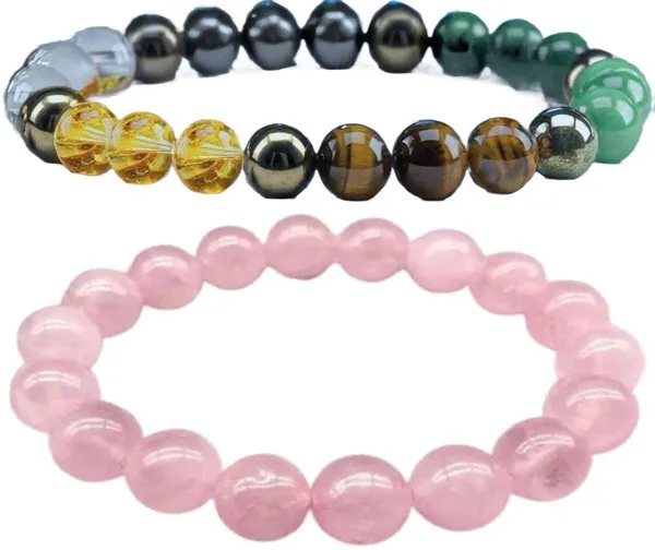 Multiagate_Stone,_Rose_Quartz_Bracelet_Set_(Pack_of_2)