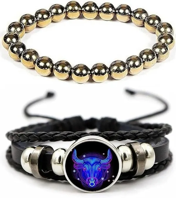 Multiagate_Stone,_Leather_Bracelet_Set_(Pack_of_2)