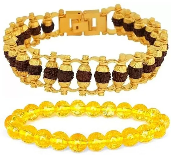 Multiagate_Stone,_Crystal,_Rudraksha,_Citrine_Bracelet_Set_(Pack_of_2)