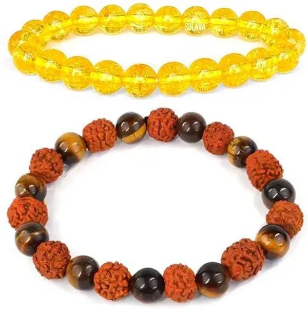 Multiagate_Stone,_Crystal,_Tiger's_Eye,_Rudraksha,_Citrine_Bracelet_Set_(Pack_of_2)