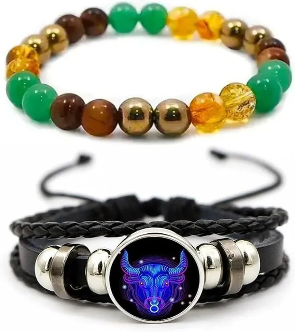 Multiagate_Pyrite,_Green_Aventurine,_Tiger's_Eye,_Citrine,_Leather_Bracelet_Set_(Pack_of_2)