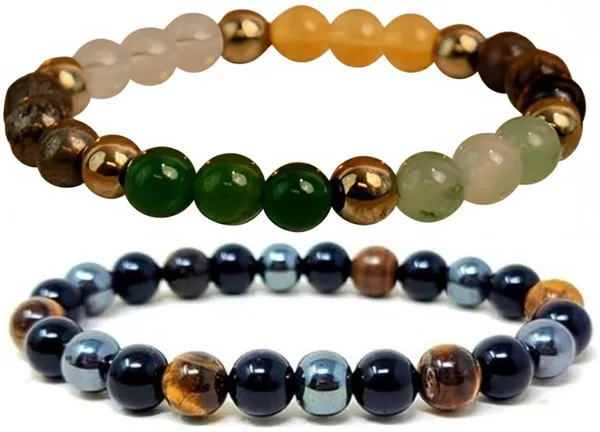 Multiagate_Stone,_Tiger's_Eye,_Black_Obsidian_Bracelet_Set_(Pack_of_2)