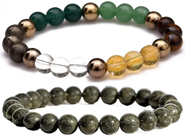 Multiagate_Pyrite,_Green_Aventurine,_Crystal,_Tiger's_Eye,_Citrine_Bracelet_Set_(Pack_of_2)