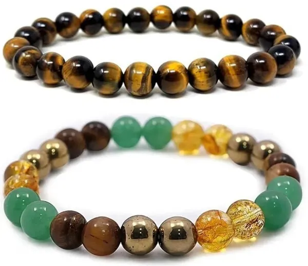 Multiagate_Pyrite,_Stone,_Green_Aventurine,_Citrine_+_Golden,_Crystal,_Tiger's_Eye_Bracelet_Set_(Pack_of_2)
