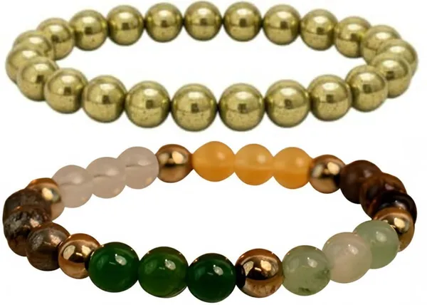 Multiagate_Stone,_Golden_Pyrite_Bracelet_Set_(Pack_of_2)