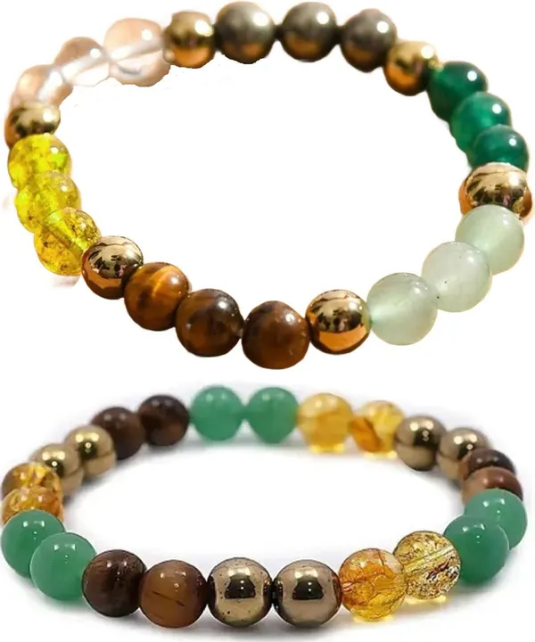 Multiagate_Pyrite,_Stone,_Green_Aventurine,_Citrine_+_Golden,_Golden_Pyrite,_Crystal,_Tiger's_Eye_Bracelet_Set_(Pack_of_2)