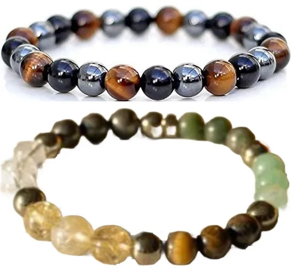 Multiagate_Pyrite,_Stone,_Green_Aventurine,_Amethyst,_Crystal,_Tiger's_Eye,_Glass,_Citrine,_Green_Jade_Bracelet_Set_(Pack_of_2)