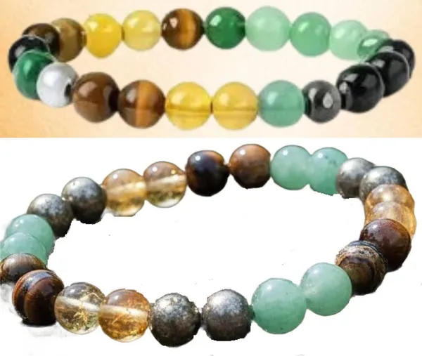 Multiagate_Pyrite,_Green_Aventurine,_Crystal,_Tiger's_Eye,_Citrine,_Clear_Quartz_Bracelet_Set_(Pack_of_2)