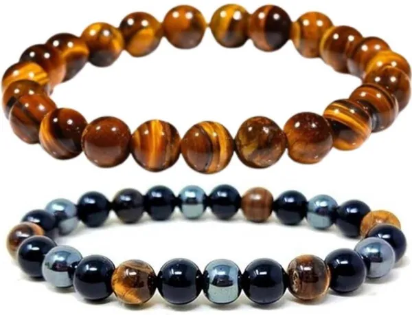 Multiagate_Stone,_Tiger's_Eye,_Black_Obsidian_Bracelet_Set_(Pack_of_2)