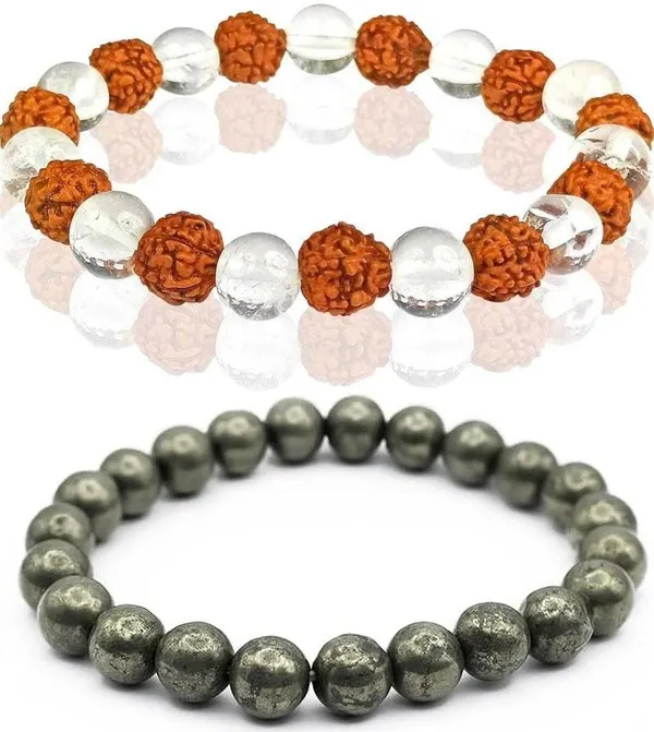 Multiagate_Pyrite,_Rudraksha,_Clear_Quartz_Bracelet_Set_(Pack_of_2)