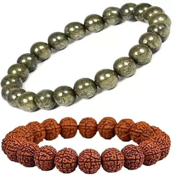 Multiagate_Pyrite,_Rudraksha_Bracelet_Set_(Pack_of_2)