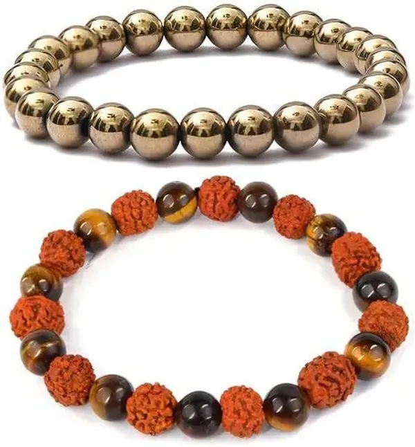 Multiagate_Stone,_Golden_Pyrite,_Crystal,_Tiger's_Eye,_Rudraksha_Bracelet_Set_(Pack_of_2)