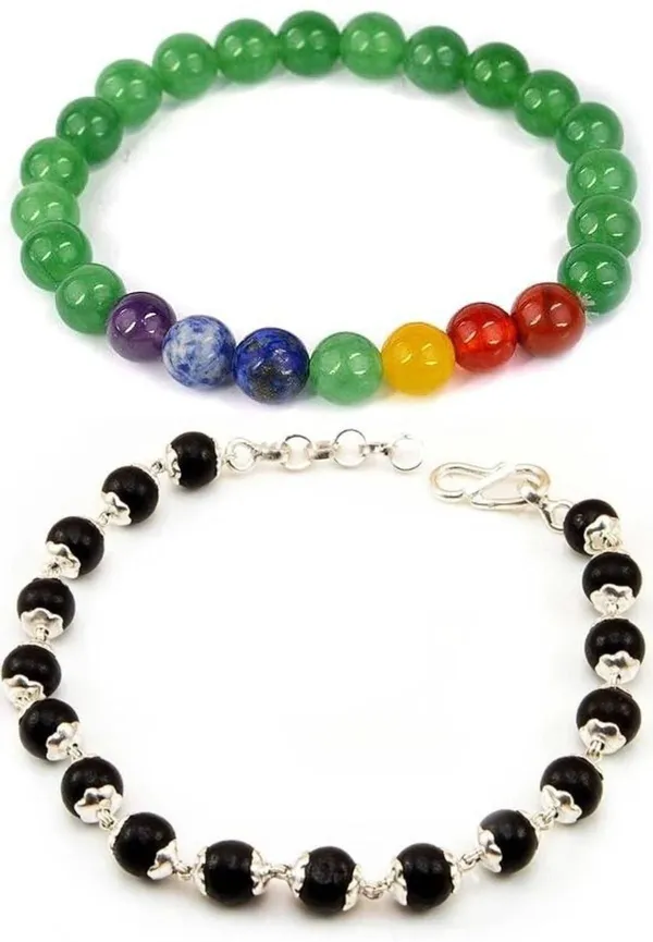 Multiagate_Lapiz_Lazuli,_Wood,_Green_Aventurine,_Amethyst,_Lava,_7_Chakra,_Clear_Quartz,_Alloy,_Green_Jade_Bracelet_Set_(Pack_of_2)