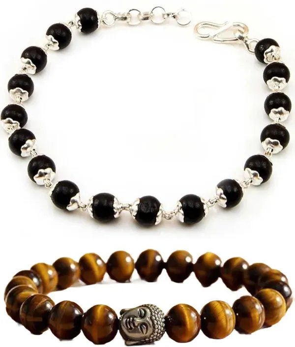 Multiagate_Wood,_Tiger's_Eye,_Alloy_Bracelet_Set_(Pack_of_2)