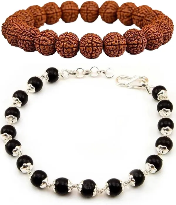 Multiagate_Wood,_Rudraksha,_Alloy_Bracelet_Set_(Pack_of_2)