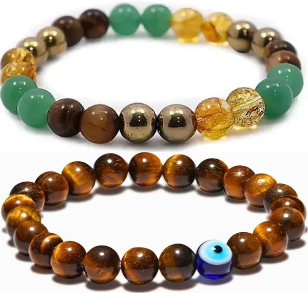 Multiagate_Pyrite,_Stone,_Green_Aventurine,_Citrine_+_Golden,_Golden_Pyrite,_Crystal,_Tiger's_Eye_Bracelet_Set_(Pack_of_2)