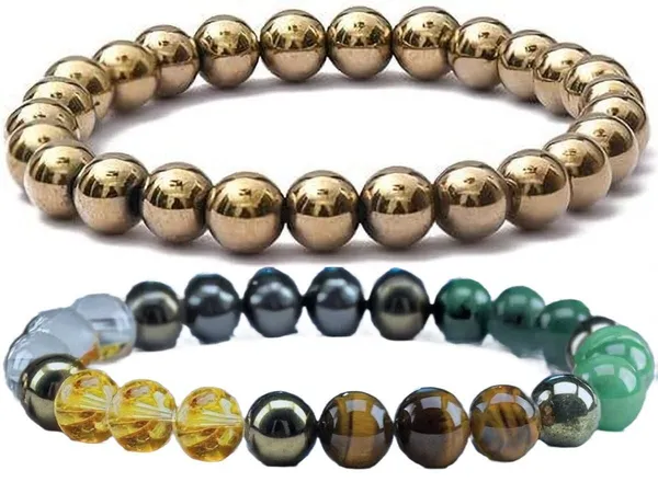 Multiagate_Stone,_Golden_Pyrite_Bracelet_Set_(Pack_of_2)