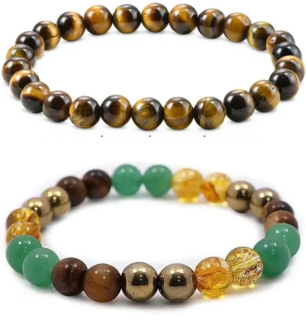 Multiagate_Pyrite,_Green_Aventurine,_Crystal,_Golden_Pyrite,_Tiger's_Eye,_Citrine_Bracelet_Set_(Pack_of_2)