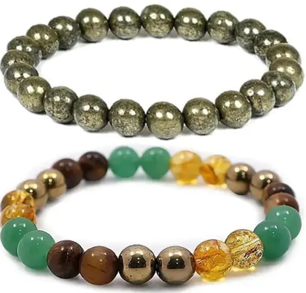 Multiagate_Pyrite,_Green_Aventurine,_Citrine_+_Golden,_Crystal,_Golden_Pyrite,_Tiger's_Eye_Bracelet_Set_(Pack_of_2)