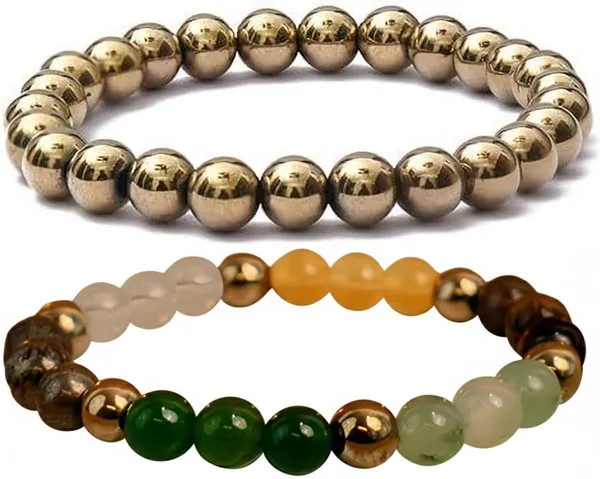 Multiagate_Stone,_Golden_Pyrite_Bracelet_Set_(Pack_of_2)