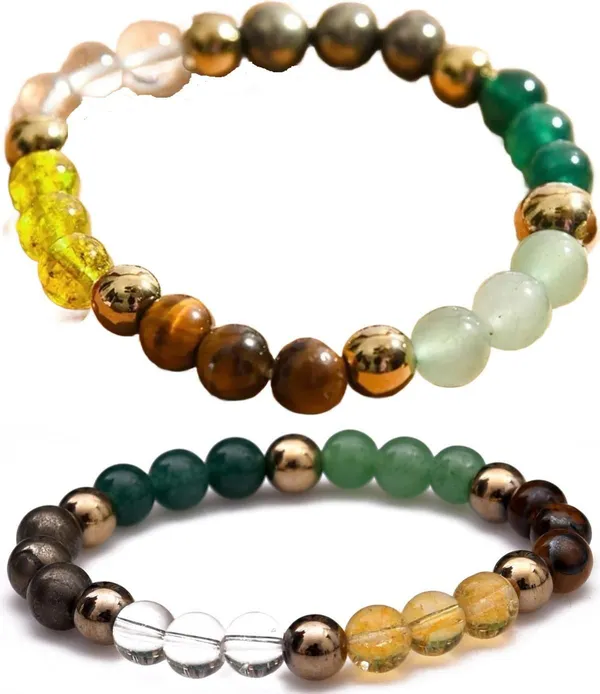 Multiagate_Pyrite,_Stone,_Green_Aventurine,_Crystal,_Tiger's_Eye,_Citrine_Bracelet_Set_(Pack_of_2)