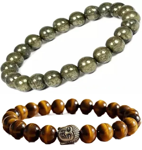 Multiagate_Pyrite,_Tiger's_Eye_Bracelet_Set_(Pack_of_2)