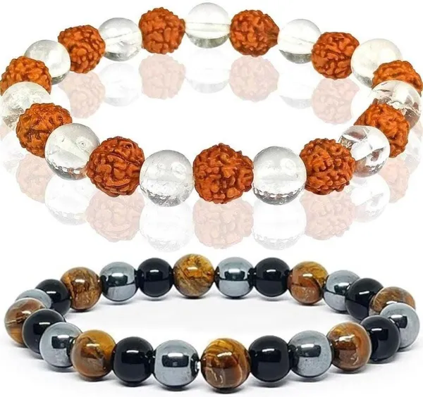 Multiagate_Crystal,_Tiger's_Eye,_Rudraksha,_Clear_Quartz,_Black_Obsidian_Bracelet_Set_(Pack_of_2)