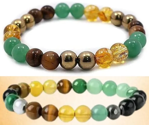 Multiagate_Pyrite,_Green_Aventurine,_Golden_Pyrite,_Crystal,_Tiger's_Eye,_Citrine,_Clear_Quartz_Bracelet_Set_(Pack_of_2)