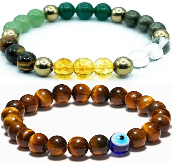Multiagate_Pyrite,_Stone,_Green_Aventurine,_Citrine_+_Golden,_Golden_Pyrite,_Crystal,_Tiger's_Eye_Bracelet_Set_(Pack_of_2)
