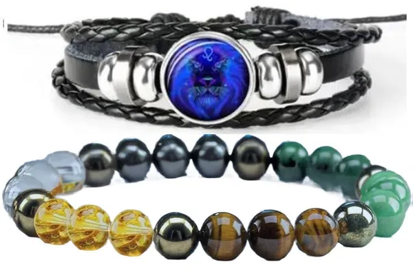 Multiagate_Stone,_Leather_Bracelet_Set_(Pack_of_2)