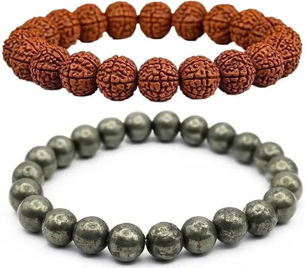 Multiagate_Pyrite,_Rudraksha_Bracelet_Set_(Pack_of_2)