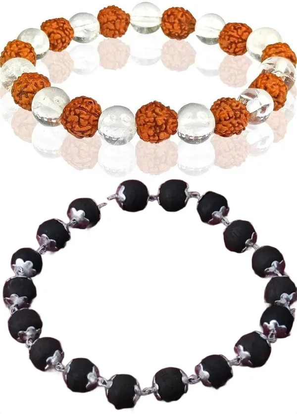 Multiagate_Wood,_Rudraksha,_Clear_Quartz_Bracelet_Set_(Pack_of_2)
