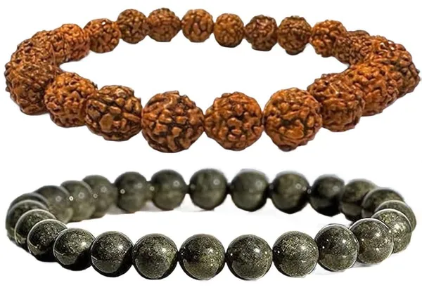 Multiagate_Pyrite,_Rudraksha_Bracelet_Set_(Pack_of_2)