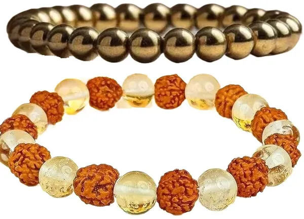 Multiagate_Crystal,_Golden_Pyrite,_Rudraksha,_Clear_Quartz_Bracelet_Set_(Pack_of_2)