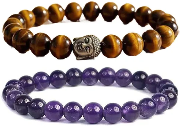 Multiagate_Amethyst,_Tiger's_Eye_Bracelet_Set_(Pack_of_2)