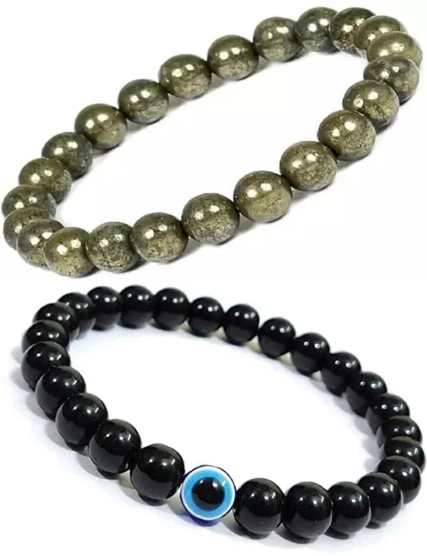 Multiagate_Pyrite,_Evil_Eye_Bracelet_Set_(Pack_of_2)