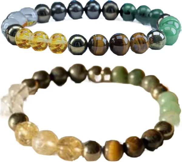 Multiagate_Pyrite,_Stone,_Green_Aventurine,_Amethyst,_Crystal,_Tiger's_Eye,_Citrine,_Green_Jade_Bracelet_Set_(Pack_of_2)