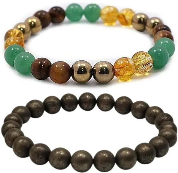 Multiagate_Pyrite,_Green_Aventurine,_Golden_Pyrite,_Crystal,_Tiger's_Eye,_Citrine_Bracelet_Set_(Pack_of_2)