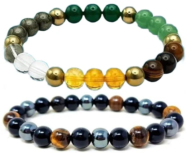 Multiagate_Stone,_Tiger's_Eye,_Black_Obsidian_Bracelet_Set_(Pack_of_2)