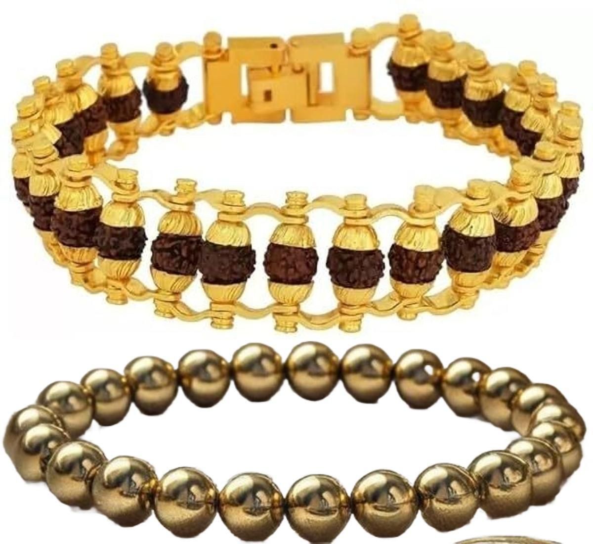 Multiagate_Pyrite,_Rudraksha_Bracelet_Set_(Pack_of_2)