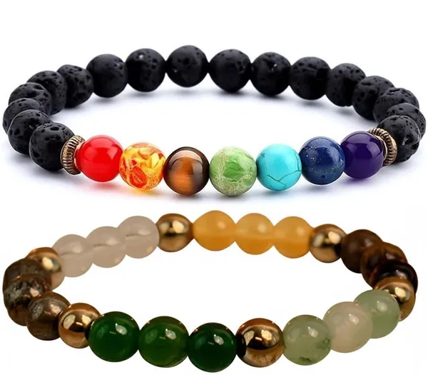 Multiagate_Pyrite,_Stone,_Green_Aventurine,_Amethyst,_Tiger's_Eye,_Citrine,_Turquoise,_7_Chakra,_Green_Jade_Bracelet_Set_(Pack_of_2)