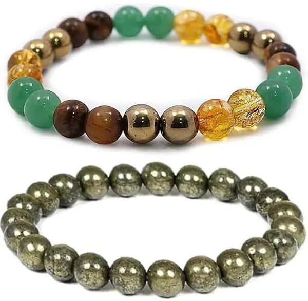 Multiagate_Pyrite,_Green_Aventurine,_Golden_Pyrite,_Crystal,_Tiger's_Eye,_Citrine_Bracelet_Set_(Pack_of_2)
