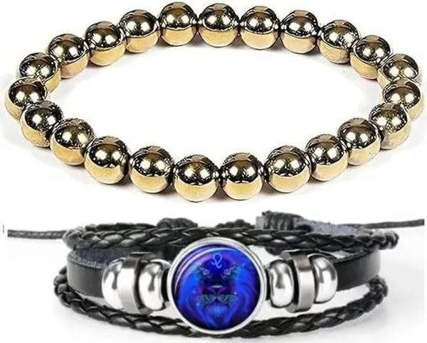 Multiagate_Stone,_Leather_Bracelet_Set_(Pack_of_2)