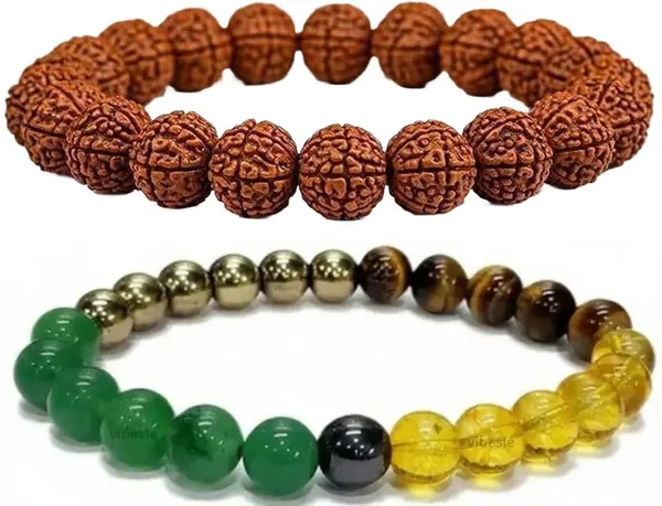 Multiagate_Stone,_Green_Aventurine,_Golden_Pyrite,_Tiger's_Eye,_Rudraksha,_Citrine_Bracelet_Set_(Pack_of_2)