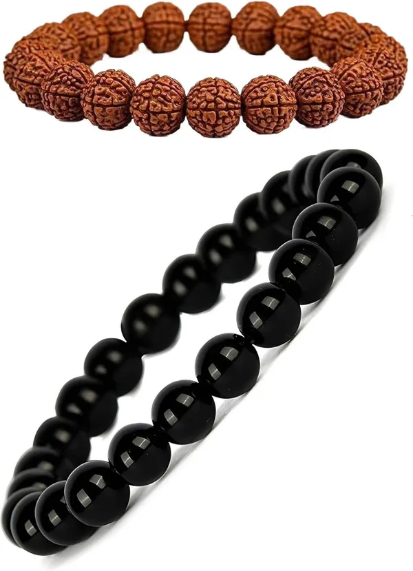 Multiagate_Pyrite,_Rudraksha_Bracelet_Set_(Pack_of_2)
