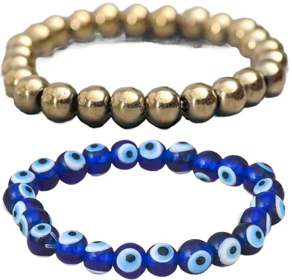 Multiagate_Pyrite,_Evil_Eye_Bracelet_Set_(Pack_of_2)