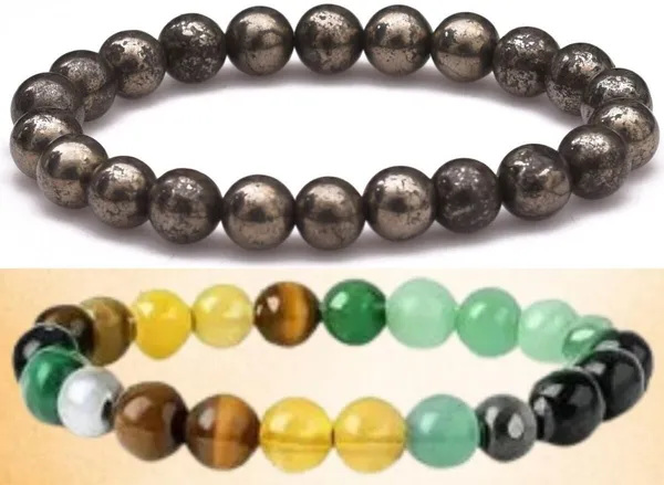Multiagate_Pyrite,_Green_Aventurine,_Crystal,_Tiger's_Eye,_Citrine,_Clear_Quartz_Bracelet_Set_(Pack_of_2)