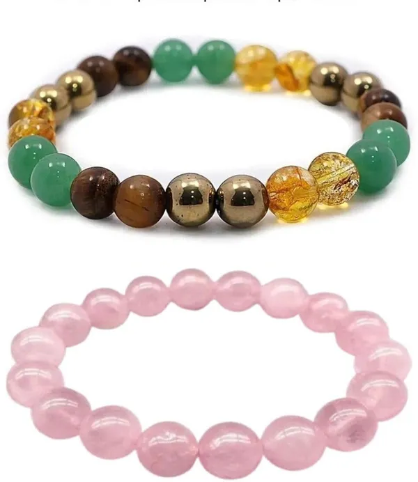 Multiagate_Pyrite,_Rose_Quartz,_Green_Aventurine,_Golden_Pyrite,_Tiger's_Eye,_Citrine_Bracelet_Set_(Pack_of_2)