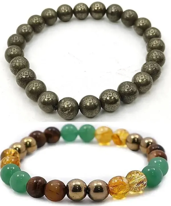 Multiagate_Pyrite,_Green_Aventurine,_Citrine_+_Golden,_Golden_Pyrite,_Crystal,_Tiger's_Eye_Bracelet_Set_(Pack_of_2)